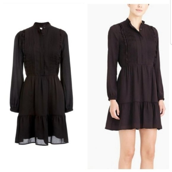 J. Crew Dresses & Skirts - NWOT J. Crew Mercantile Ruffle Pintuck Black Dress - Size 18